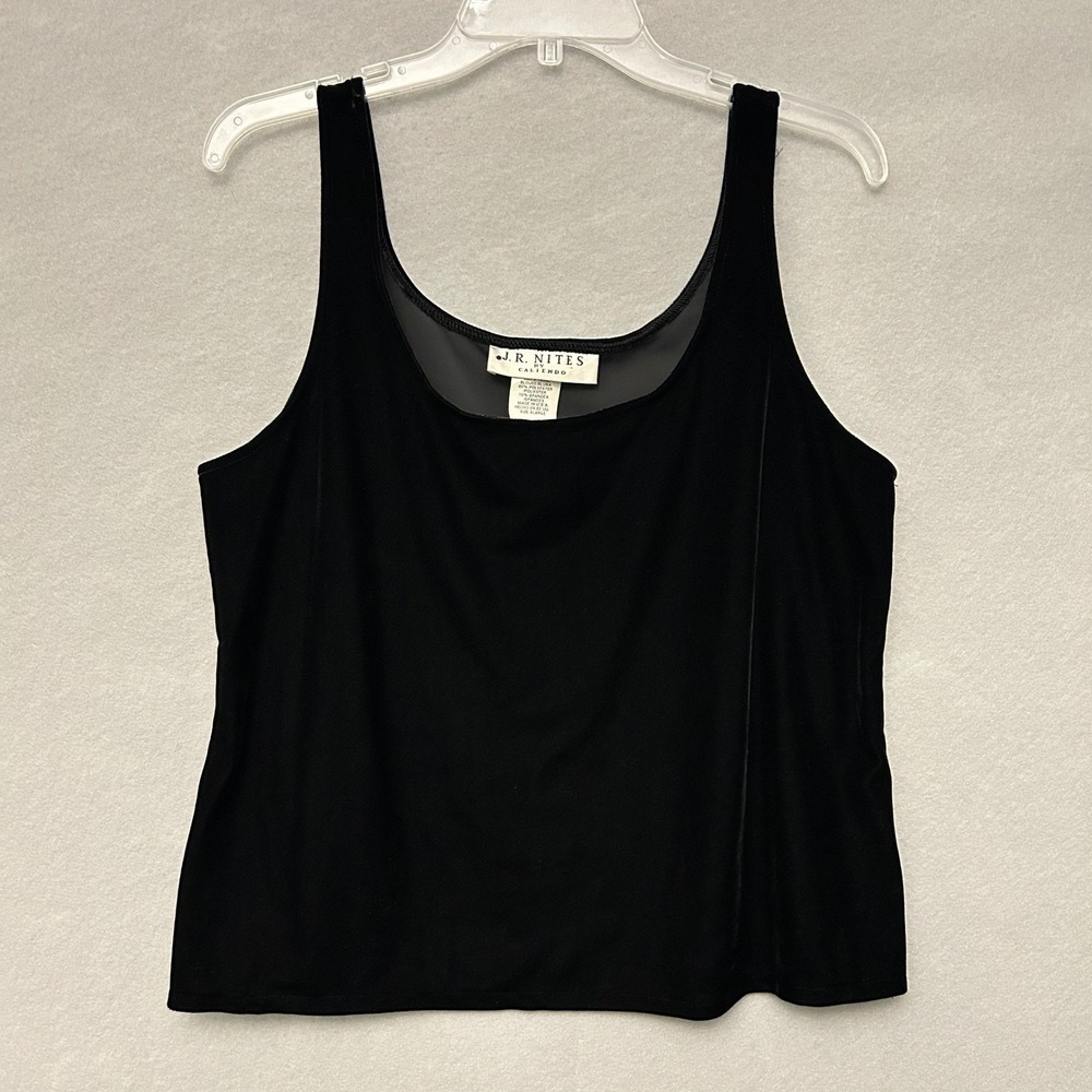 Jr Nites Women XL Tank Top Black Vintage Velvet 90s Y2K Whimsigoth Cocktail